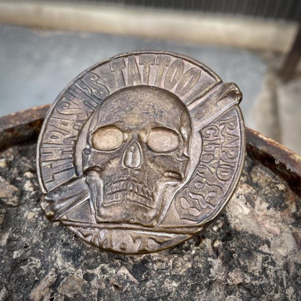 Thrash’s Tattoo bronze belt buckle by Matt Thrash - Image 2